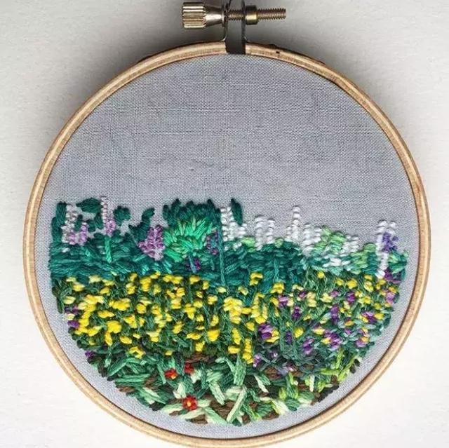 刺繡與水彩的結合，誕生出很有創意的作品