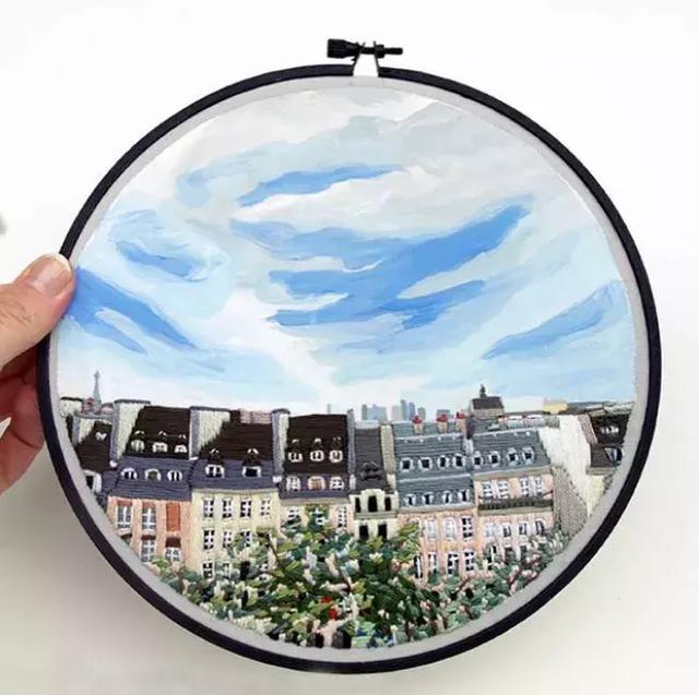 刺繡與水彩的結合，誕生出很有創意的作品